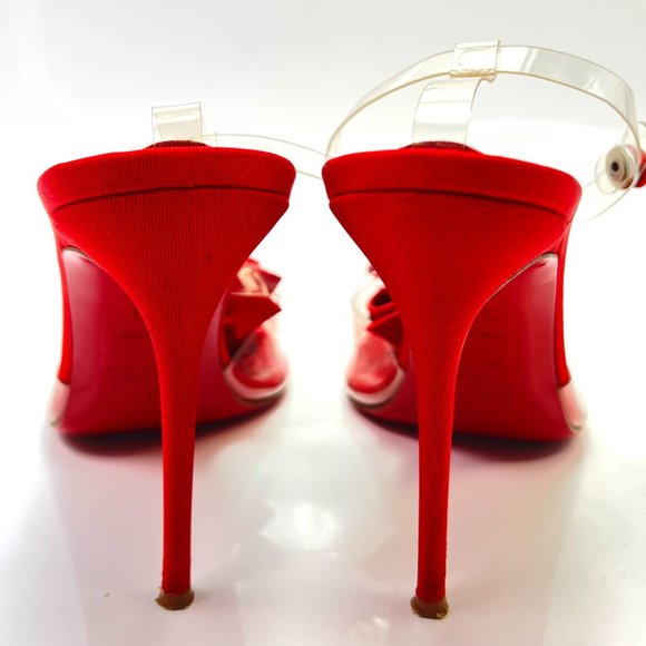 Christian Louboutin Red Heels with Clear Straps - Picture 4 of 6